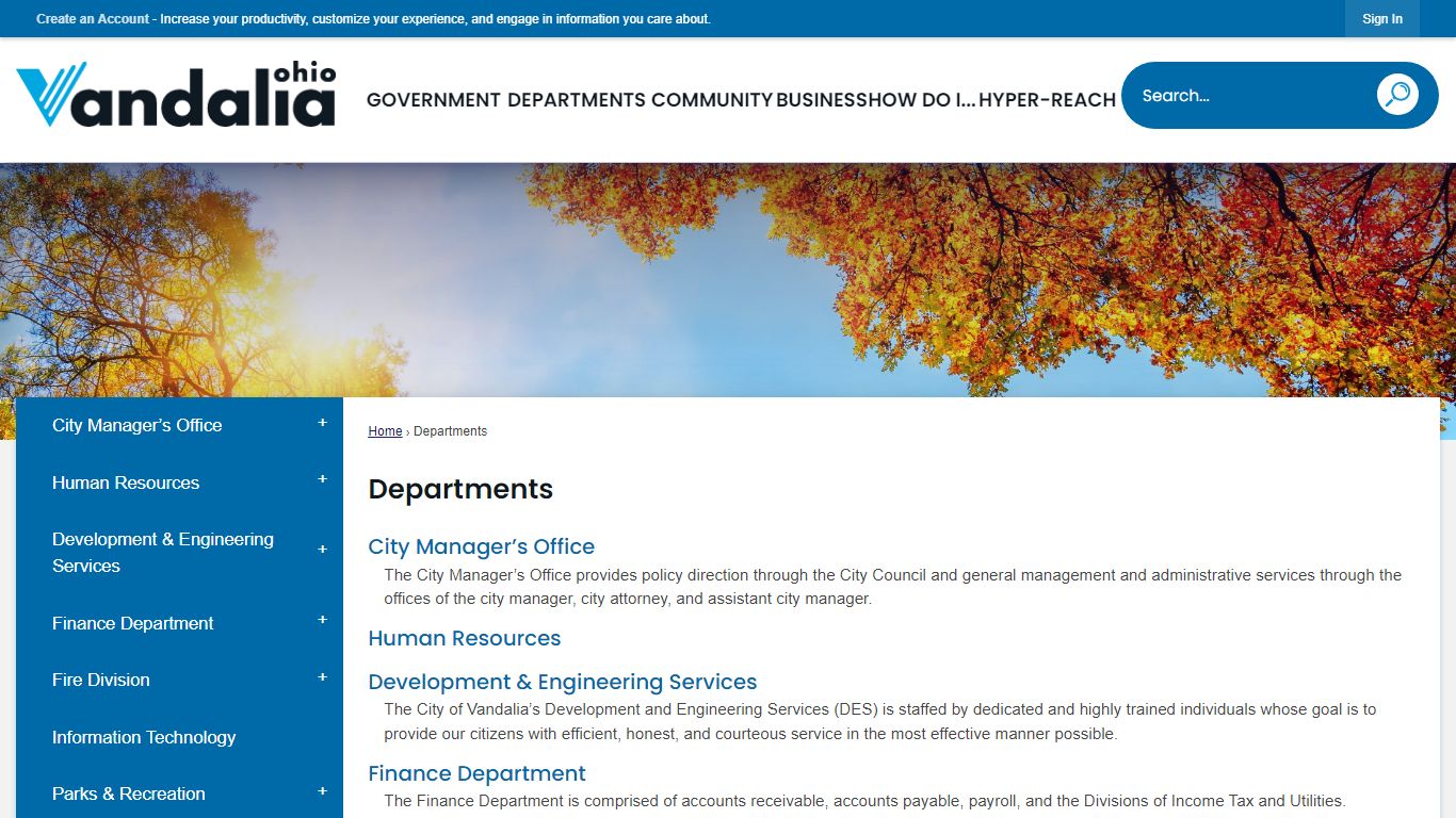 Departments | Vandalia, OH